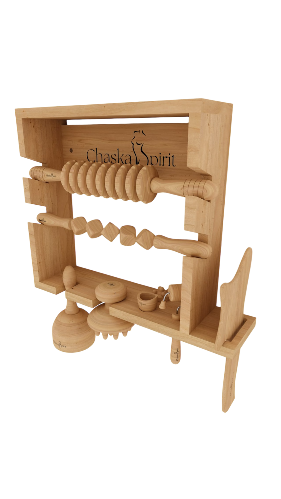 Présentoir en Bois pour Outils de Maderothérapie