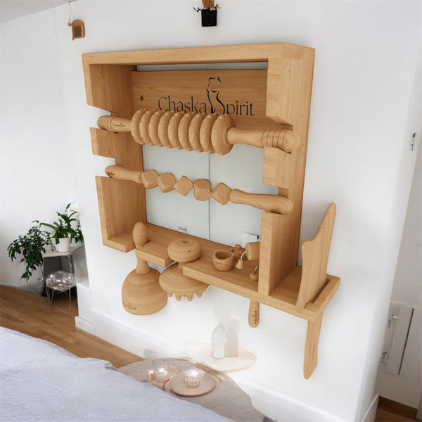 Présentoir en Bois  pour Outils de Maderothérapie